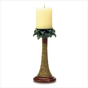 Rattan Styled Palm Tree Candle Holders