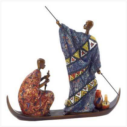 Masai On Boat Figurine