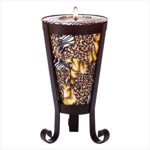 Safari Pattern Cone Shaped Candle and Holder
