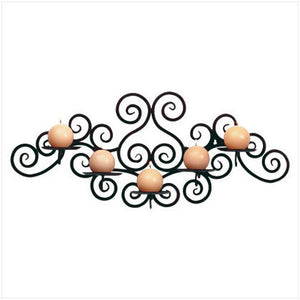 Wrought Iron Swirl Wall 5 Candle Holder