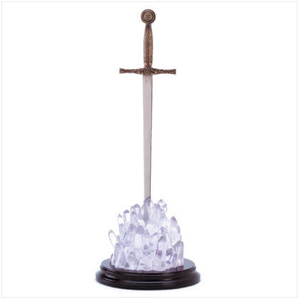 Sword Letter Opener on Multicolor Light Base