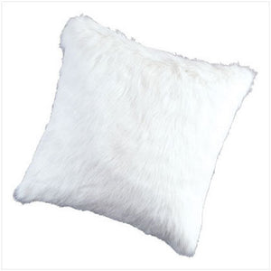 White Faux Fur Pillow - 17 "
