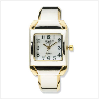 Two-Tone Cuff Bracelet Watch