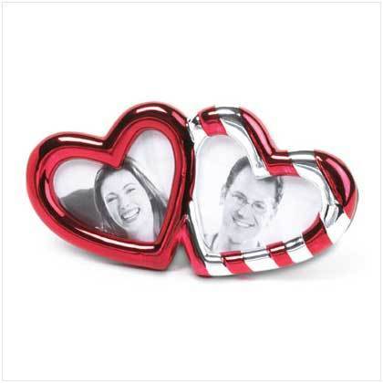 Red Stripes Hearts Photo Frame
