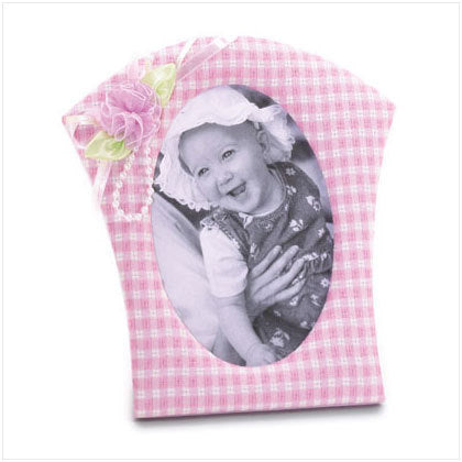 Pink Gingham Fabric Photo Frame