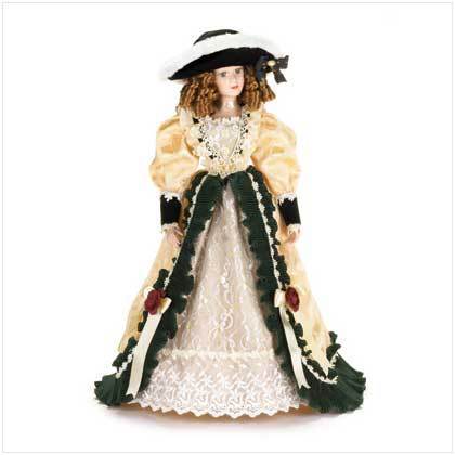 Porcelain Doll in Velvet & Ivory Dress