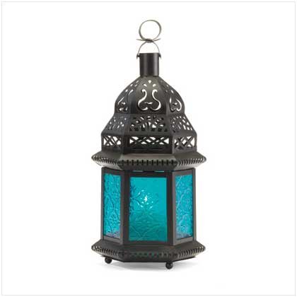 Blue Glass Moroccan-Style Lantern