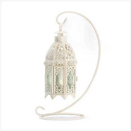 White Fancy Lantern with Stand