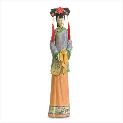 Qing Dynasty Girl with Fan Figure