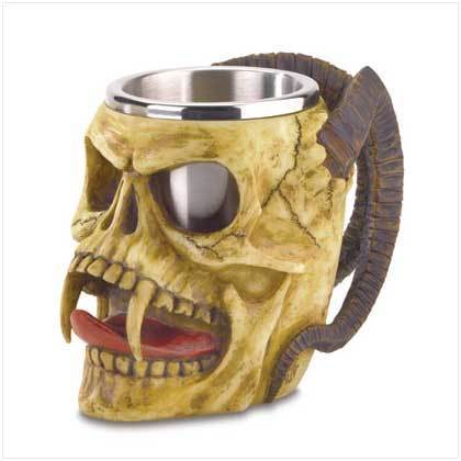 Skull Tankard with Steel Cup