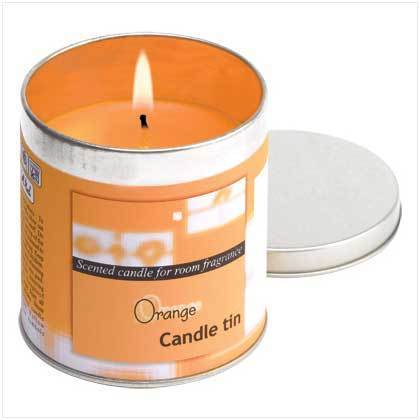 Orange Votive Candle In Tin