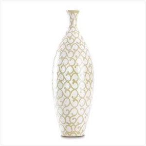 Tall Ivory Scrollwork Vase