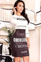 Black & White Moschino Couture Print Dress