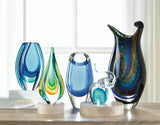 BLUE SPIRAL TEAR DROP GLASS ART