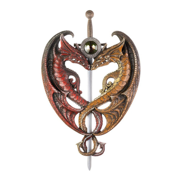 DUELING DRAGONS SWORD WALL PLAQUE