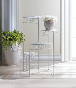 WHITE 4-TIER PLANT STAND