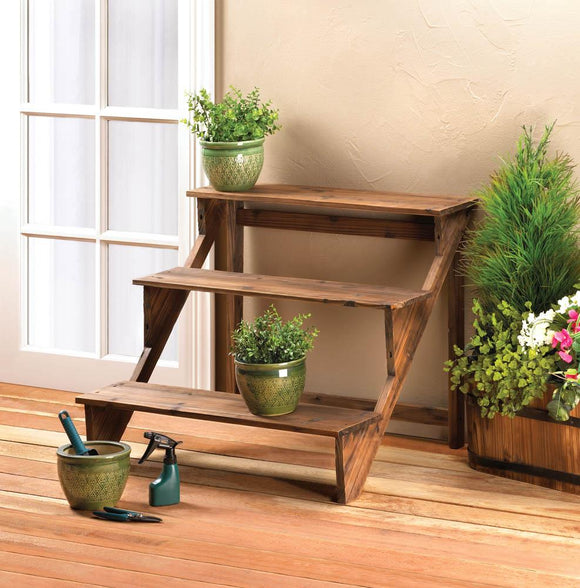 WOODEN STEPS PLANT STAND