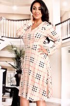 Long Sleeve Pattern Print Dress