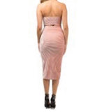 Burnout Velvet Bandeau Peach Skirt & Top