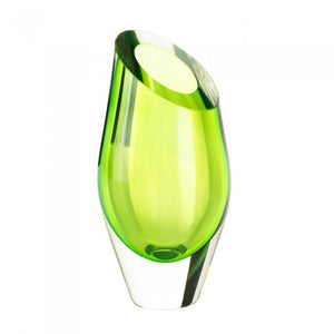 GREEN CUT GLASS VASE
