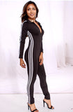 V Neck Long-sleeve Black Jumpsuit