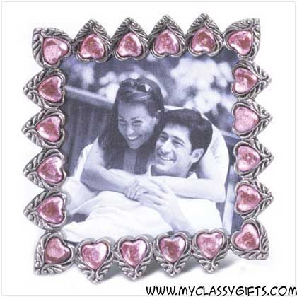 Pewter Pink Hearts Frame