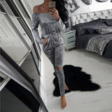 Elegant Off Shoulder Velvet Jumpsuit Women Slim Overalls Rompers Casual Long Pants Ladies Jumpsuits Romper 5 Colors GV442