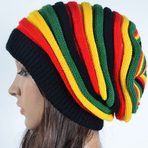 Free Shipping  2017 Winter Hip Hop Bob Marley Jamaican Rasta  Reggae Multi-colour Striped Beanie Hats For Mens Women