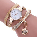 Genvivia Fashion ladies Women watch Leather Rhinestone Analog Quartz Wrist Watches Christmas Bracelet Watch relogio feminino