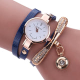 Genvivia Fashion ladies Women watch Leather Rhinestone Analog Quartz Wrist Watches Christmas Bracelet Watch relogio feminino