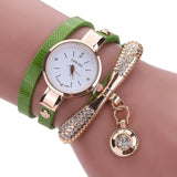 Genvivia Fashion ladies Women watch Leather Rhinestone Analog Quartz Wrist Watches Christmas Bracelet Watch relogio feminino