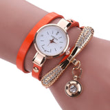 Genvivia Fashion ladies Women watch Leather Rhinestone Analog Quartz Wrist Watches Christmas Bracelet Watch relogio feminino