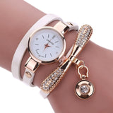 Genvivia Fashion ladies Women watch Leather Rhinestone Analog Quartz Wrist Watches Christmas Bracelet Watch relogio feminino