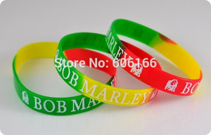 50x BOB MARLEY Jamaica Rasta Reggae Punk Hiphop Silicone Bracelet red yellow green wristband Fashion jewelry