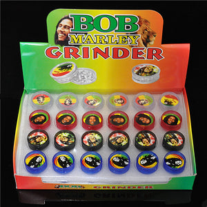 48 Pcs 2 Parts Diameter 30MM Tiny Plastic Herb Herbal Reggae Grinder  Jamaica BOB Marley Tobacco Grinder Crusher