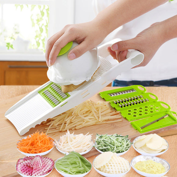 Multi Potato Slicer Vegetables Cutter with 5 Stainless Steel Blade Carrot Grater Onion Slicer Kitchen Accessories