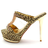 ENMAYER New Fashion Shoes Women Sandals Sexy Rhinestones Leopard Platform High Heels Sandals Party Platform Sandals Shoes