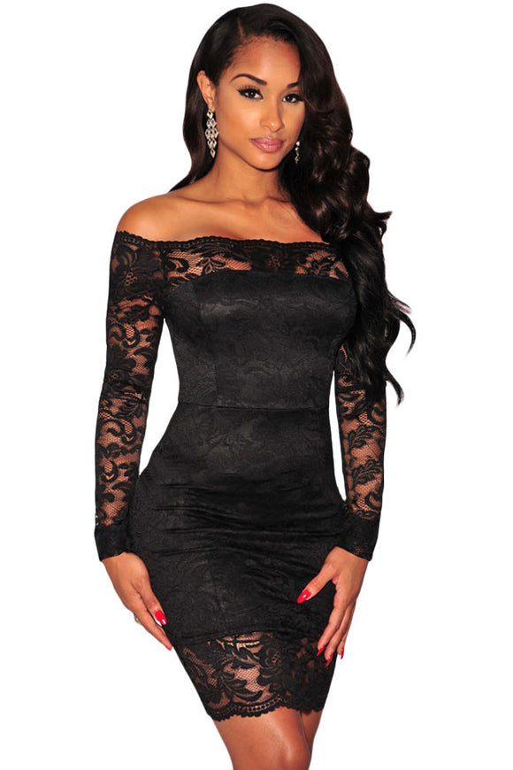 Black Lace off Shoulder Dress