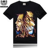 [Men bone] Mens casual shirt new style printed t-shirt BOB Marley  latest shirt designs for men rock Black t-shirt free shipping