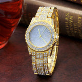 Fashion Diamond Sand Drill Surface Women Watches Gold Sliver Stainless Steel Band Quartz Wrist Watch Women Ladies Watch #510