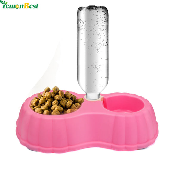 2 Ports Pet Dog Puppy Water Drinking Bottles Dispenser Food Dish Bowl Feeder For Dogs Automatic Travel Feeding Bowl