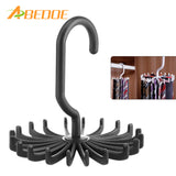 ABEDOE 1pcs Plastic Portable Tie Rack For Closets Rotating Ties Hook Holder Belt Scarves Hanger For Men Women Clothing Organizer