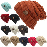 Winter Hats for Women CC Labeling Knitted Beanie Casual Solid Color Hip-Hop Skullies Bonnet Gorro Bone Mens Warm Crochet Hat
