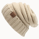 Winter Hats for Women CC Labeling Knitted Beanie Casual Solid Color Hip-Hop Skullies Bonnet Gorro Bone Mens Warm Crochet Hat