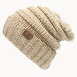 Winter Hats for Women CC Labeling Knitted Beanie Casual Solid Color Hip-Hop Skullies Bonnet Gorro Bone Mens Warm Crochet Hat