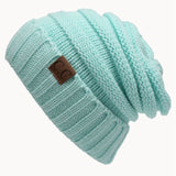 Winter Hats for Women CC Labeling Knitted Beanie Casual Solid Color Hip-Hop Skullies Bonnet Gorro Bone Mens Warm Crochet Hat
