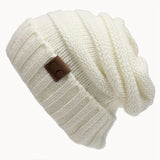 Winter Hats for Women CC Labeling Knitted Beanie Casual Solid Color Hip-Hop Skullies Bonnet Gorro Bone Mens Warm Crochet Hat
