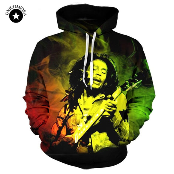 Unicomidea Bob Marley 3D  Reggae Star Printed Hoody Hoodie Custom Made Clothing Men/Women Streetwear