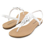 SODA Albany Ruffle White Flat Sandals