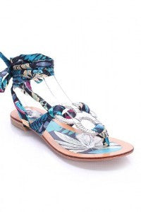 TRI05 Blue Wild Rose Flat Sandal